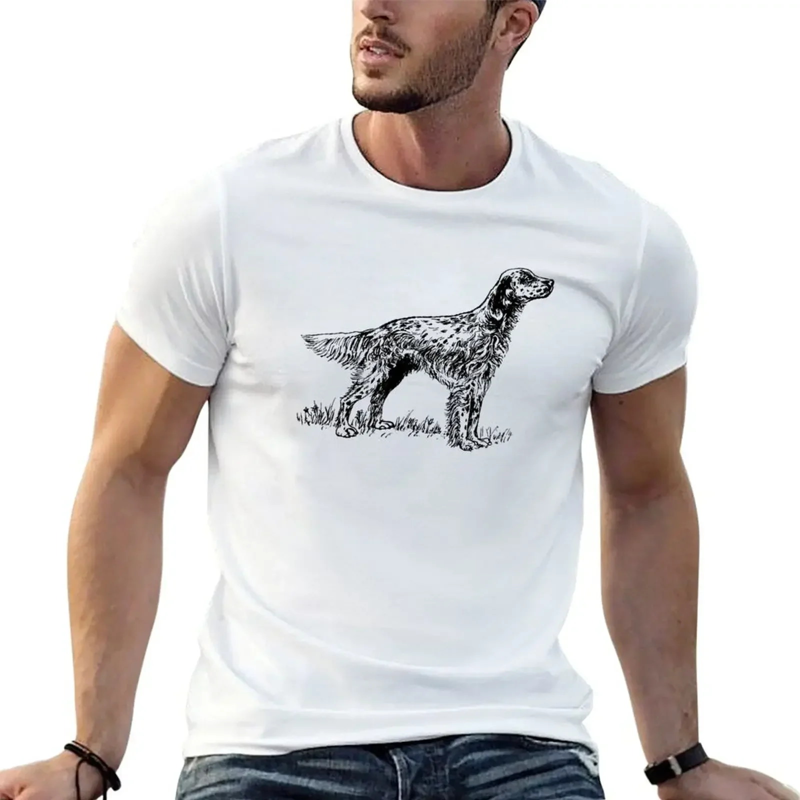 English Setter T-Shirt graphics boys animal print cotton graphic tees compression shirt men