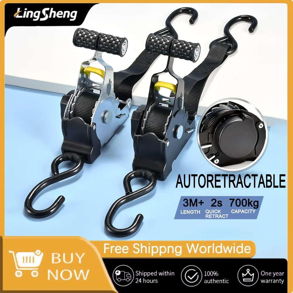 

Auto Straps for Cargo-Retractable Belts for Load and Luggage,Ratchet TensionerBelt forMotorcycles andCars,Heavy-DutyRatchetStrap