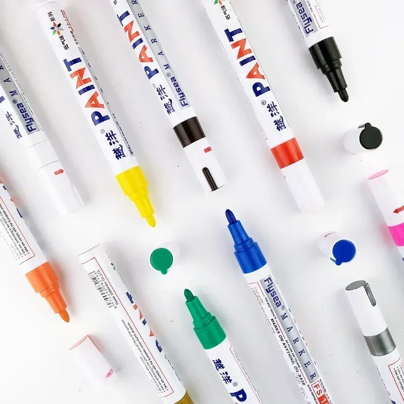 Multicolor White Waterproof Rubber Permanent Paint Marker Drawing Car Tyre Tread Environmental Tire Painting Highlighter Pen