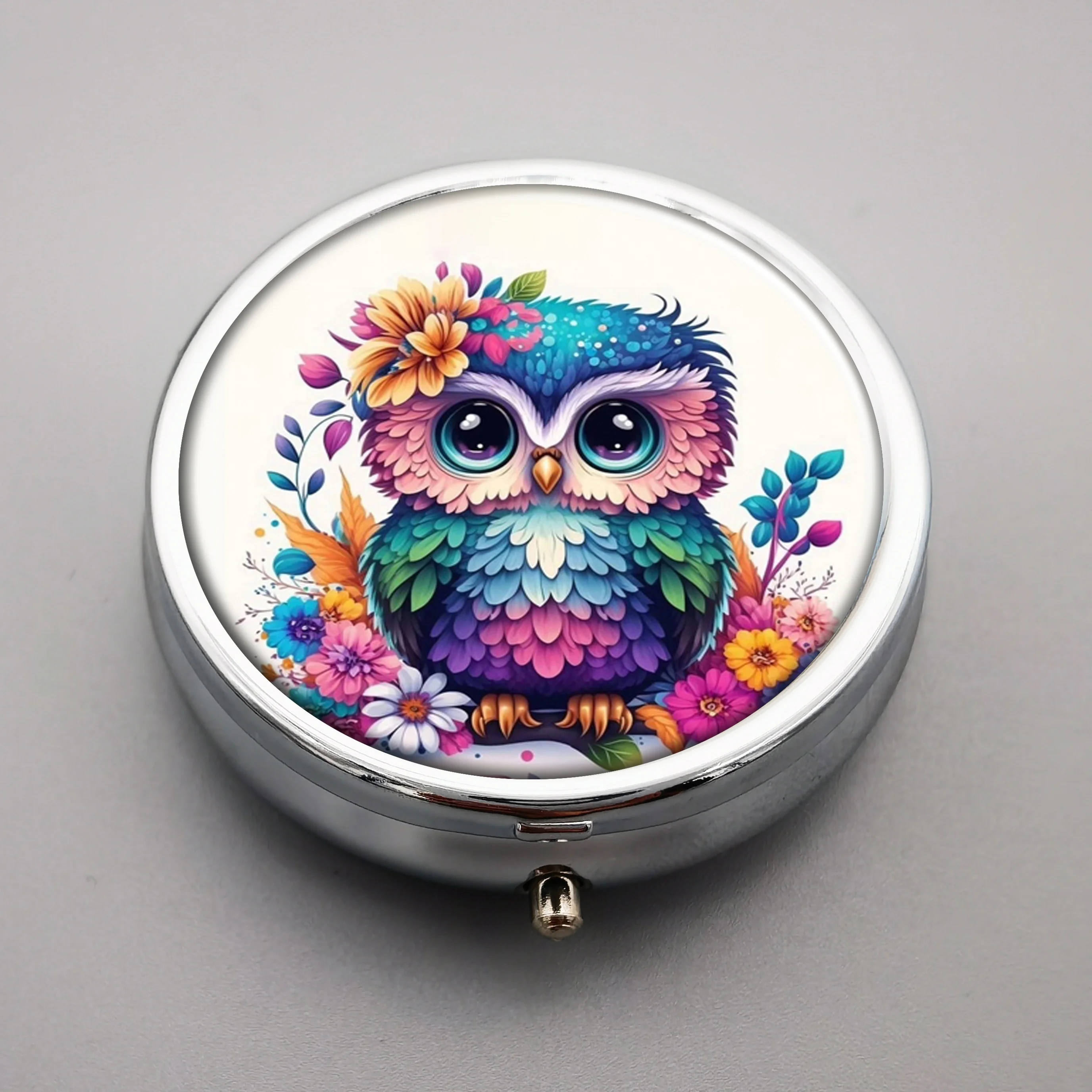 One flower owl medicine box,3 compartment medicine boxes,pocket or wallet medicine box,decorative vitamin organizer