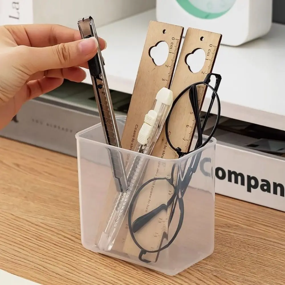 Transparent Wall Mount Pen Pencil Holder Large Capacity Multifunction Pencil Storage Box Self-adhesive Pen Stand