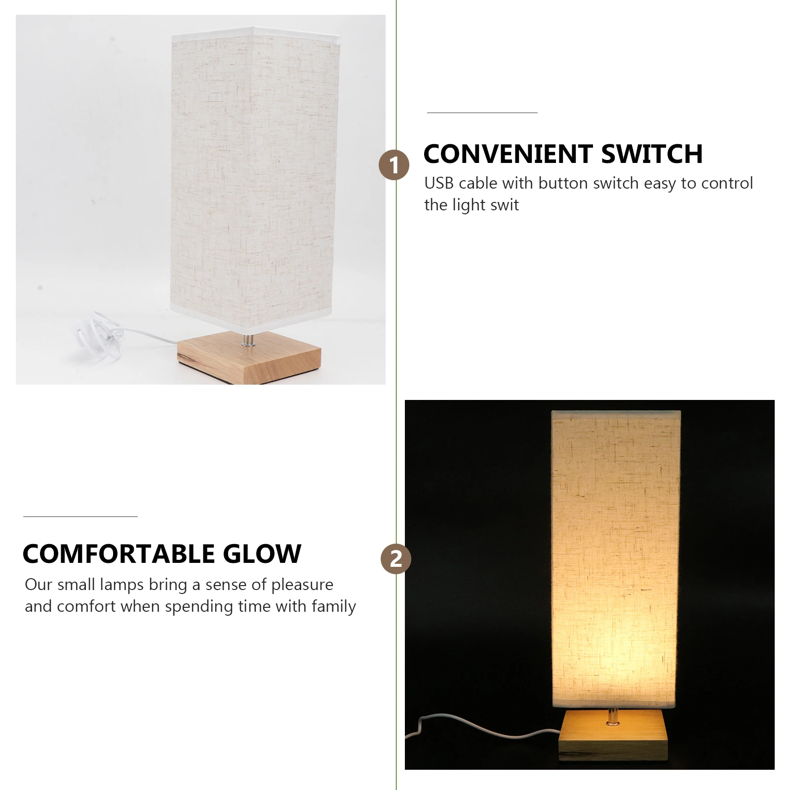 

Solid Wood USB Night Light Romantic Lamp Button Switch Light Bedroom Living Room Table Lamp Table Bedside Lighting