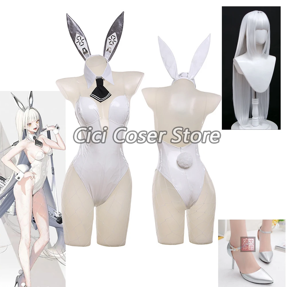 

Game NIKKE The Goddess of Victory Blanc Cosplay Costume Wig White Bunny Girl Uniform Women Sexy Bodysuits Halloween Party Outfit