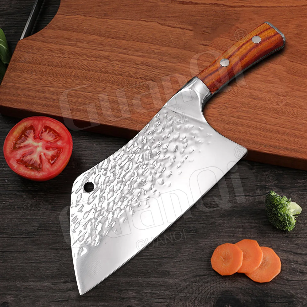 Stainless Steel Chef Butcher Knife 8 Inch Kitchen Knife 5Cr15mov Steel Blade Wood Handle Cleaver Slicing Knives Chinese Knife