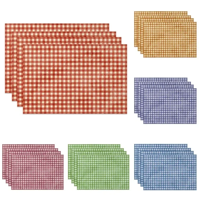 4/6/8 Stück Tischsets mit Karomuster, Esstischsets, modernes kariertes bedrucktes Design für Party, mehrfarbige Tischsets, Küchendekoration