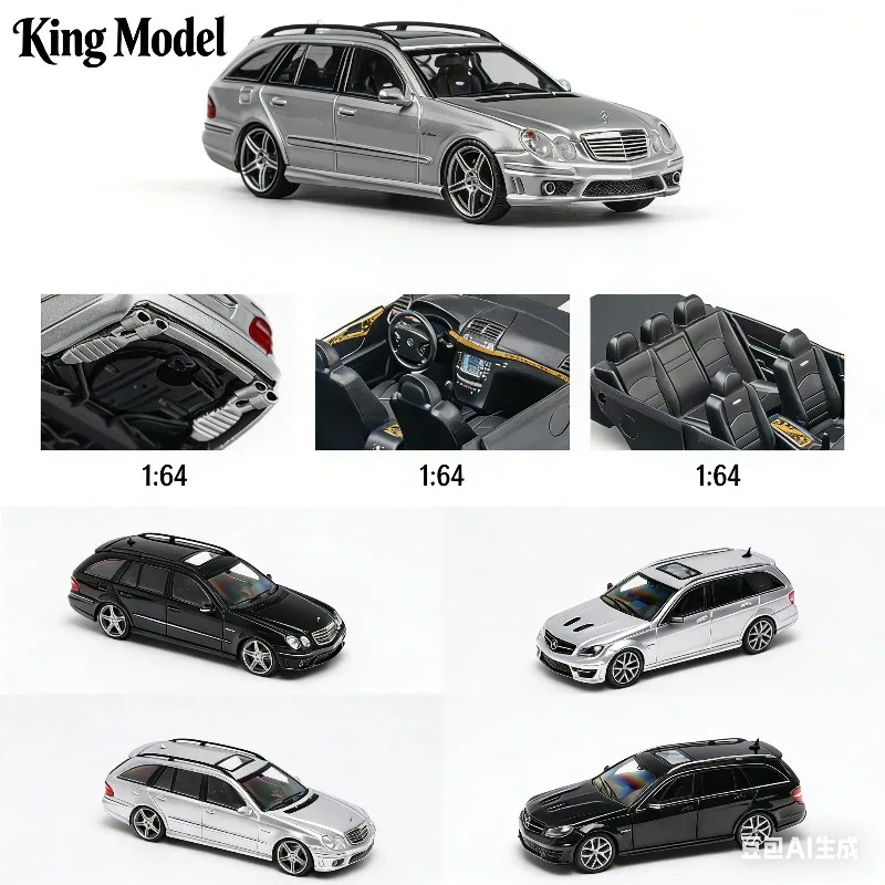 

King Model 1:64 E63 W211 C63 W204 AMG Simulation Static Alloy Car Model, Boys' Holiday Gift Toy Collection Decoration Item.