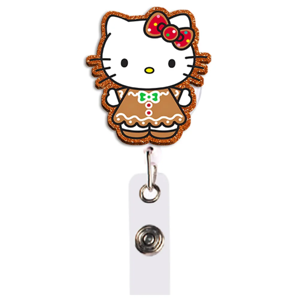 S Cat Color Glitter Acrylic Reel Clip Badge Reel Retractable with Alligator Swivel Clip PVC ID Badge Holder for Nurse Doctor Gif