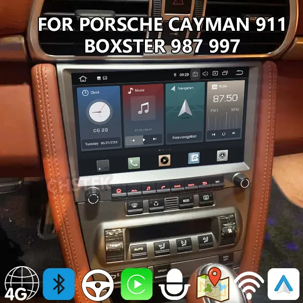 Car Android 14 Wireless Carplay For Porsche 911 997 Cayman Boxster 987 2005-2013 Multimedia Android Radio 4G GPS WIFI Autoradio