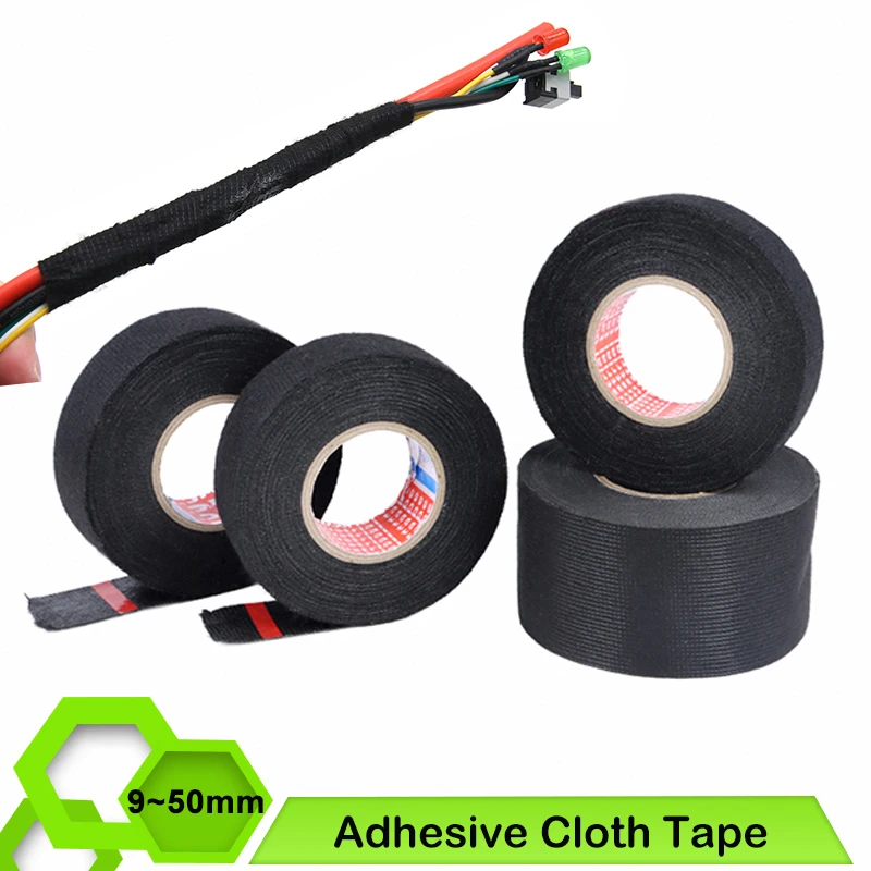 

15M Width 9/15/25/40/50mm Heat-resistant Adhesive Cloth Tape For Car Cable Harness Wiring Loom Protection