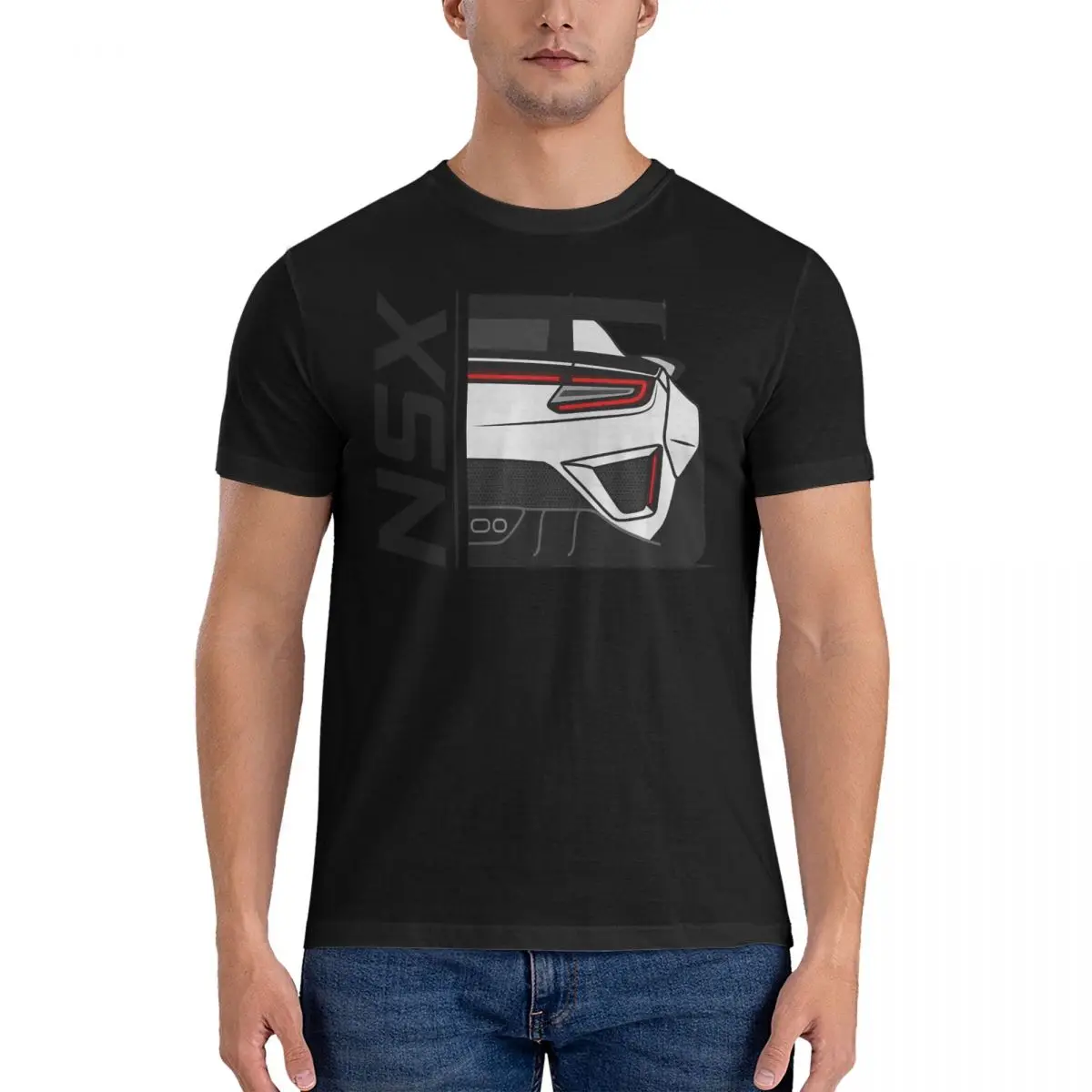 JDM Widebody Supercar Rear T-Shirts for Men NSX Novelty Cotton Tees Crew Neck Short Sleeve T Shirt Original Clothing