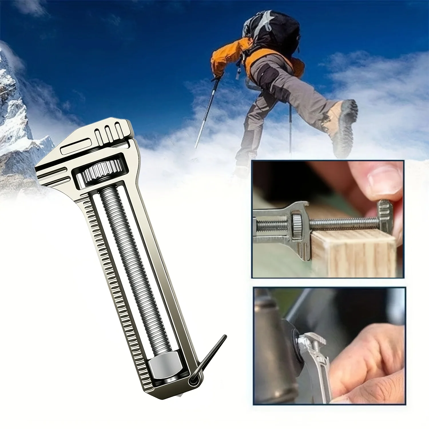 1pcs Mini Wrench Keychain Multitool Adjustable Caliper Wrench with Window Breaker Bottle Opener and Screwdriver Compact Portable