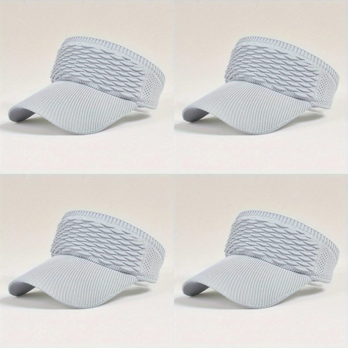 

4PCS Solid Colour Mesh Sun Hat, Breathable Adjustable Open-top Hat, Men's Outdoor Sports Tennis Golf Running Travel Beach