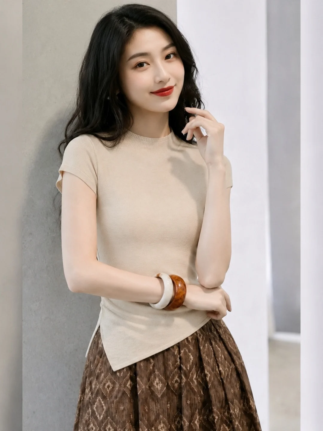 Summer 2026 Ice Silk Knitted Top Soft Comfortable Korean Style Hooded Versatile Fashionable Korean Version Commute Regular Sl...