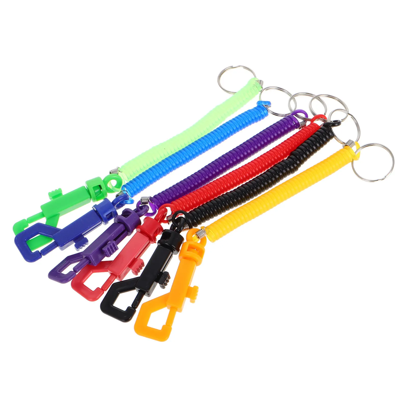 

6Pcs Retractable Spring Coil Keychain Carabiner Clip Stretchy Key Holder for Hiking Climbing Outdoor Use Strap Rope for Key Ring