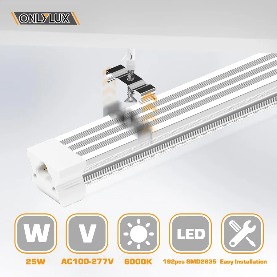 Luzes de loja led tubo de luz led 25w 6000k iluminação de garagem er brilhante sob a iluminação do armário conectável com plug luzes de loja para ga
