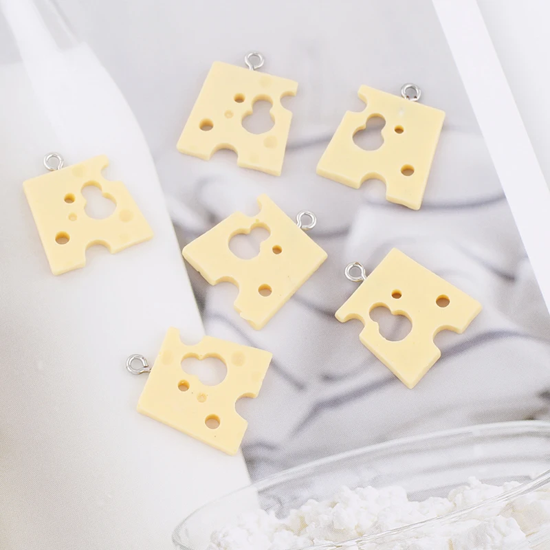 10pcs Resin Cheese Food Charms Pendant for Necklace Bracelet Earring Diy Jewelry Making Supplies Accessories Keychain Findings