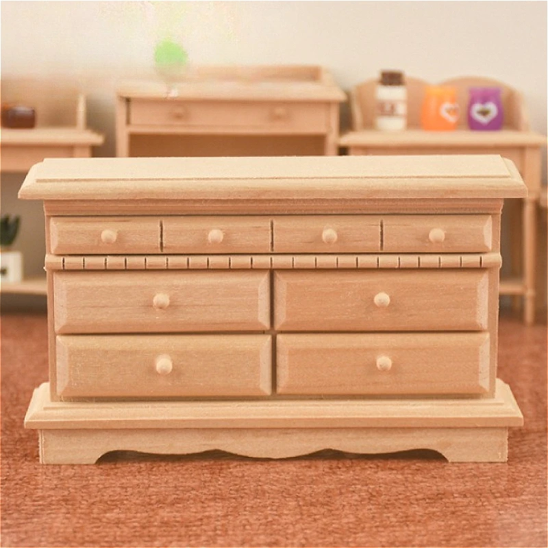 

1pc 1/12 Dollhouse Mini Wooden Crafts Storage Cabinet Furniture Model Playhouse Living Room Bedroom Miniature Cabinet Ornament