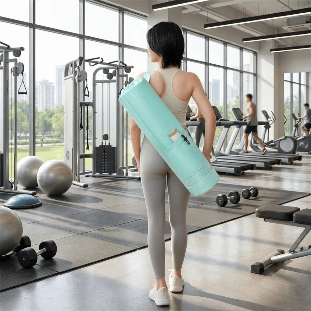 Large Capacity Yoga Mat Storage Bag Waterproof Drawstring Fitness Mat Carrier Multifunction Adjustable Strap Gym Yoga Bag Yoga