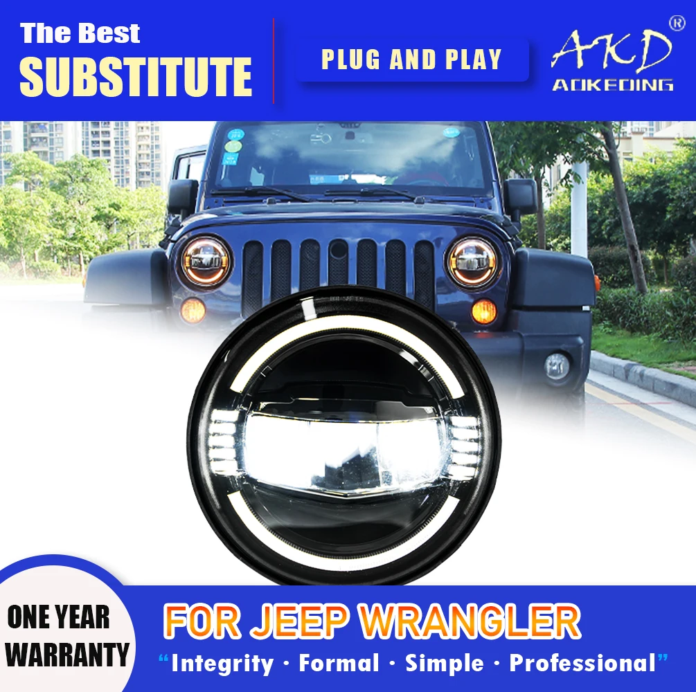 AKD Head Lamp for Jeep Wrangler LED Headlight 2007-2017 Headlights Wrangler DRL Turn Signal High Beam Angel Eye Projector Lens