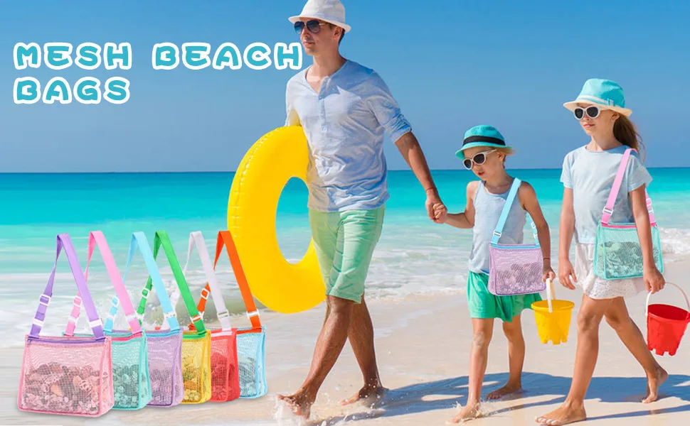 Beach Toy Mesh Bag Kids Shell Storage Bags Beach Toy Seashell Mesh Pool Bag Sand Toys Swimming Accessories for Chlid 수영가방