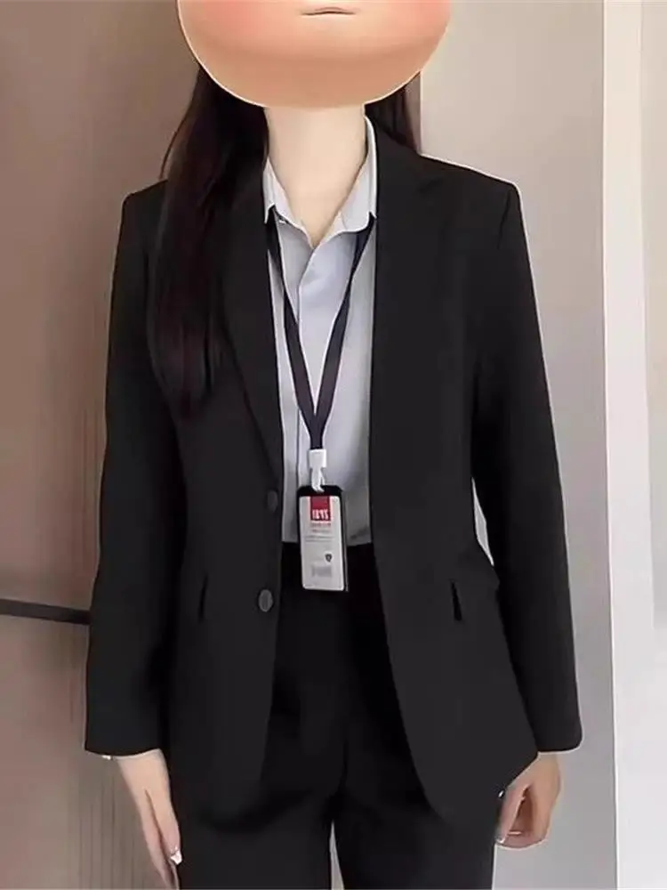 Bla terno feminino workwear entrevista formal wear primavera 2025 longo sve casaco de botão único para estudantes universitários