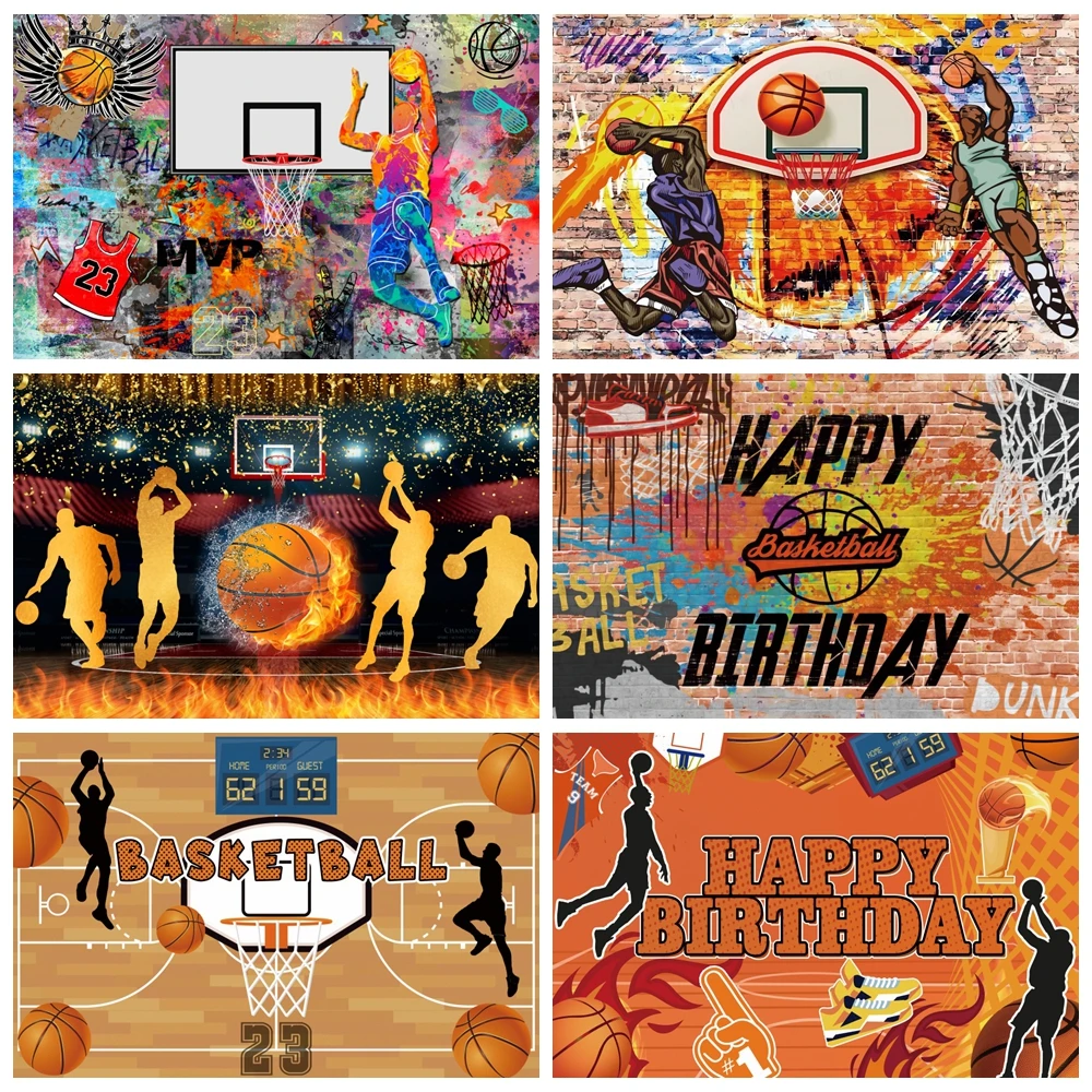 

Basketball Theme Backdrop for Photography Basketball Sports Field Stadium Children Baby Birthday Party Background Photo Studio