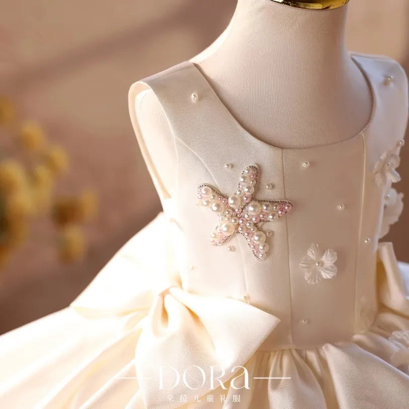 Hochwertiges Abendkleid für Kinder, Gastgeberin, Klavierauftritt, Hochzeit, Geburtstagsfeier, Kleider A5079, Mädchen-Kommunionkleid – Detail 7