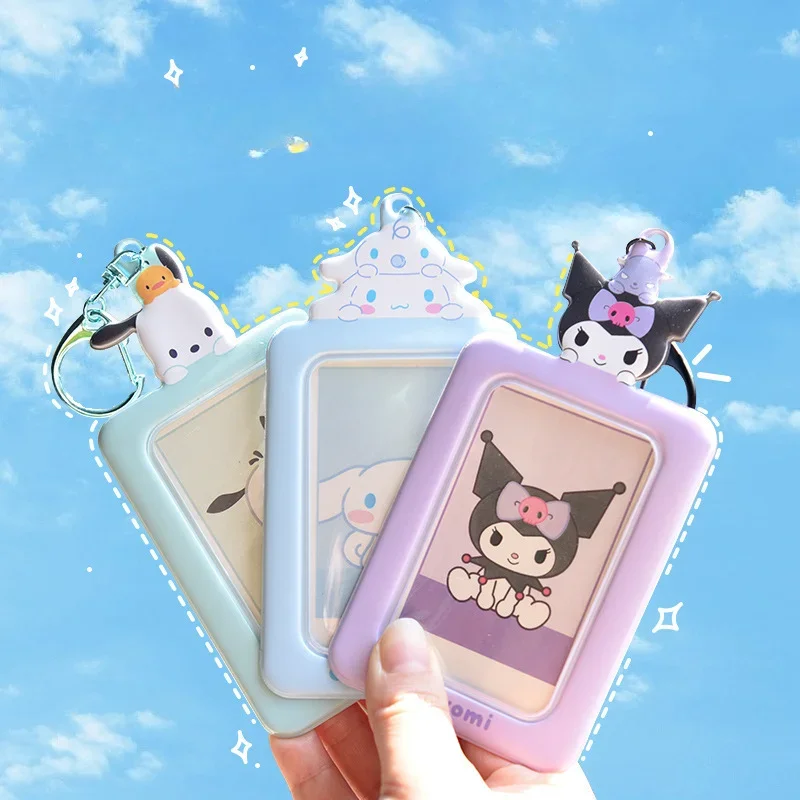 Kawaii Sanrio Titular do Cartão, Estilo Kpop, Olá Kitty, Cinnamoroll, Kuromi, Minha Melodia, Cartão com foto, Chaveiro Saco Pingente, Presente do Estudante