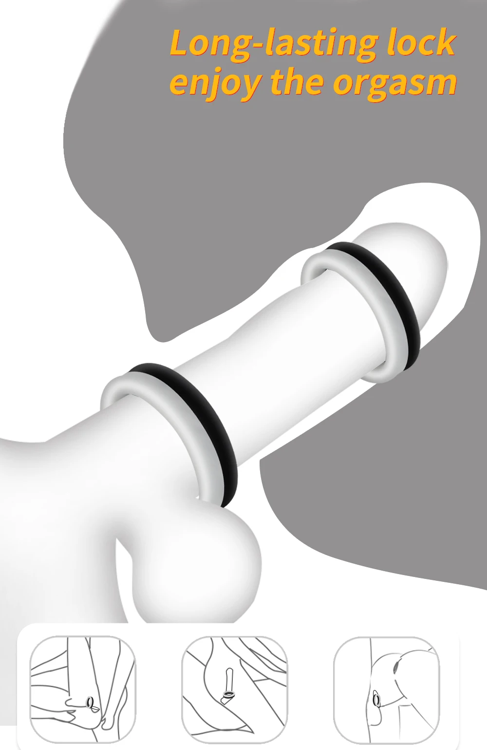 3pcs Male Penis Cock Ring Silicone Testicles Ring Delay Lock Ejaculation Scrotal Binding Ball Stretcher Cockring Sex Toy For Men