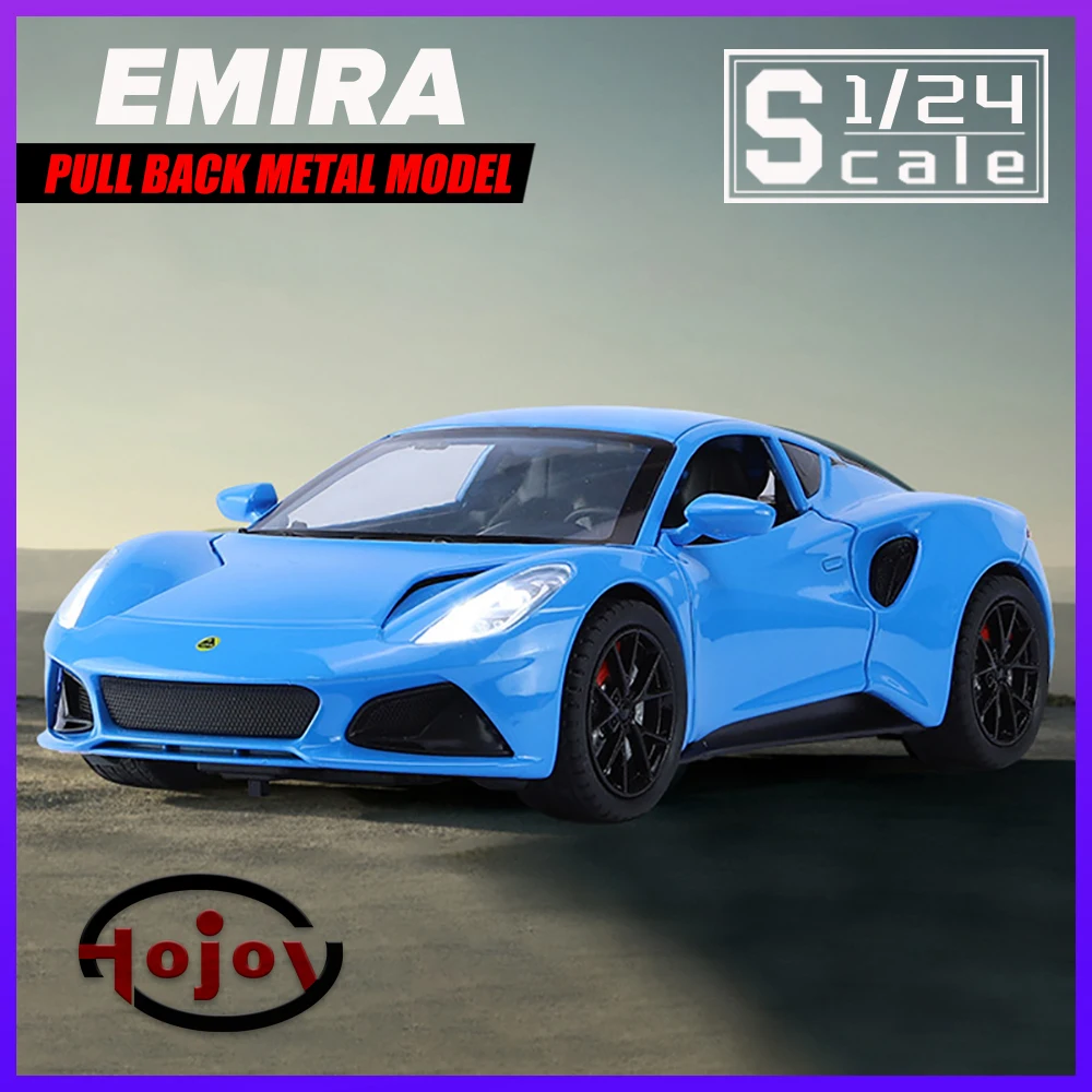

Модель автомобиля в масштабе 1/24 EMIRA Supercar, металлические автомобили, модель автомобиля из сплава, подарок для мальчиков, детские игрушечные автомобили, звук и фото