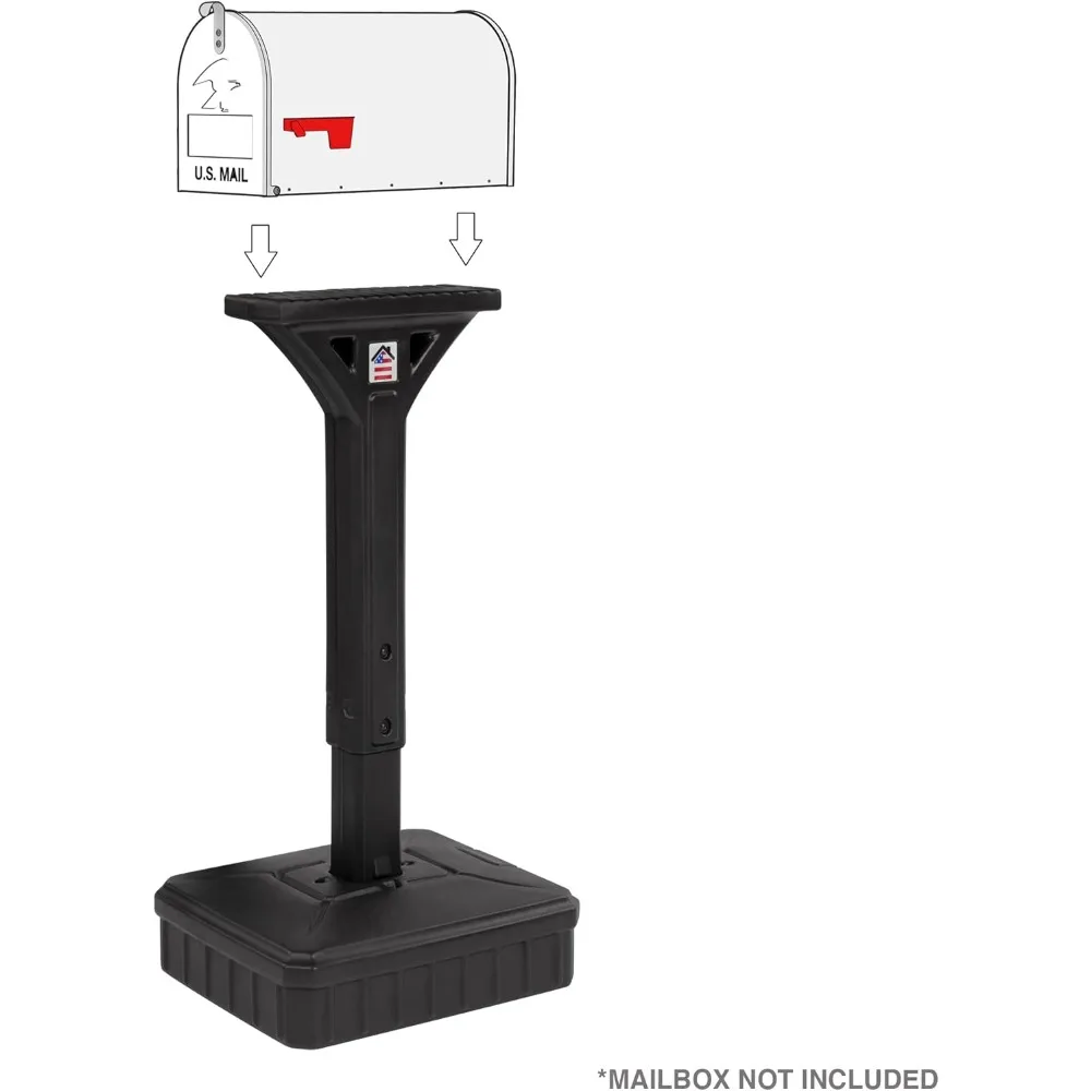 American Home Dig-Free Universal Mailbox Post for Standard Mailboxes - No Digging Needed Mailbox Post - Black