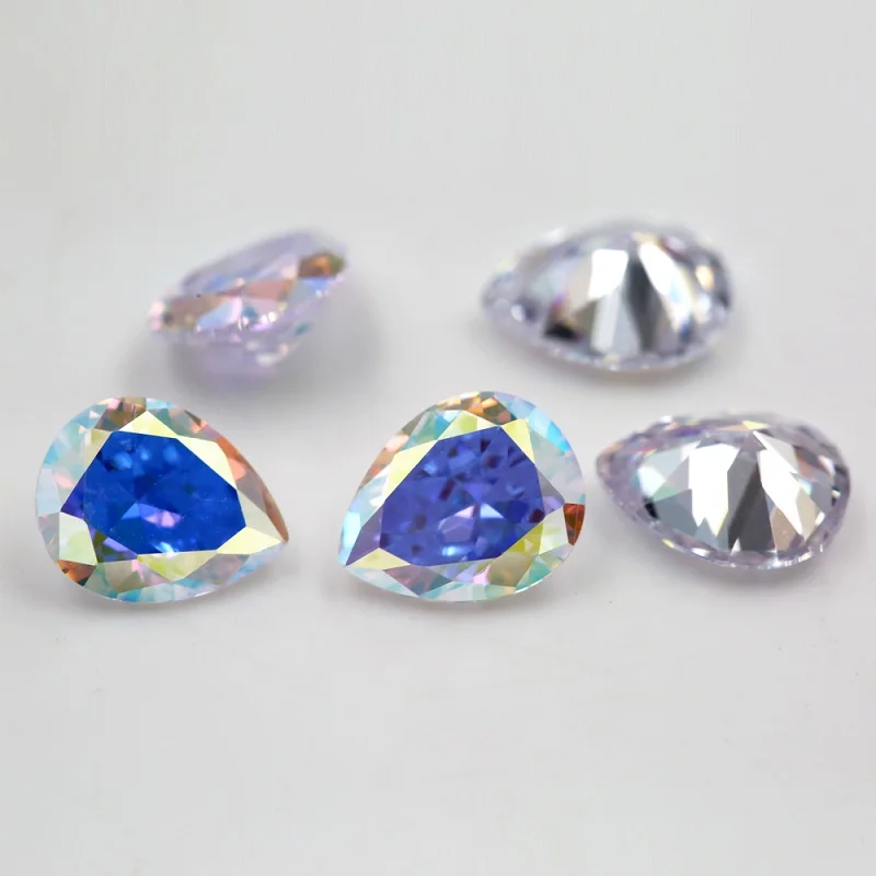 حجم 3x5 مللي متر ~ 10x12 مللي متر قطع الكمثرى تصفيح اللون زركون حجر فضفاض متعدد الألوان تشيكوسلوفاكيا الأحجار الكريمة الاصطناعية لصنع المجوهرات