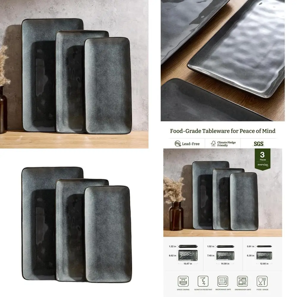 

Stoneware Serving Platter - 15.67x14.1x12.6 Inches, Dishwasher Safe, Ideal for Parties and Serving Food