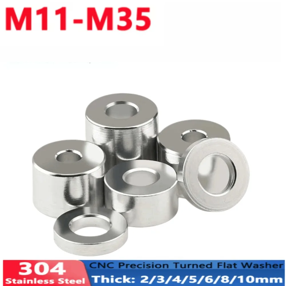 M11-M35 304 Stainless Steel CNC Flat Washer Gasket Thick 2-10mm Precision Turned M12 M14 M16 M18 M20 M22 M24 M25 M30 M35