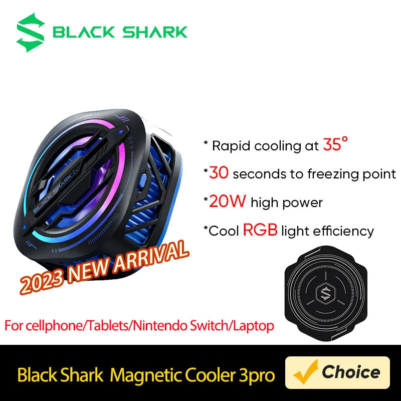 Original Black Shark Magnetic Phone Cooler 3Pro Gaming Air Cooler Radiator For Redmagic 8s Pro iPhone 15 /Samsung Cooling Fan