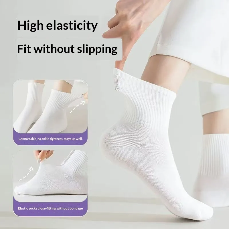 

5 Pairs/bag Disposable Unisex Mid-Calf Socks for Travel Business Trips Students Training Portable Daily Socks