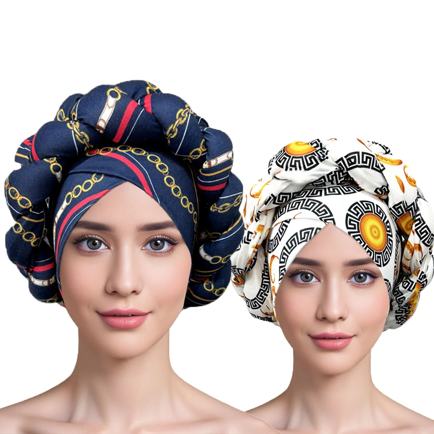 

Комплект из 2 предметов, африканский головной убор, тюрбан с большой косой, кепка для женщин, Нигерия, женские накидки, женские модные головные уборы, Turbante Mujer