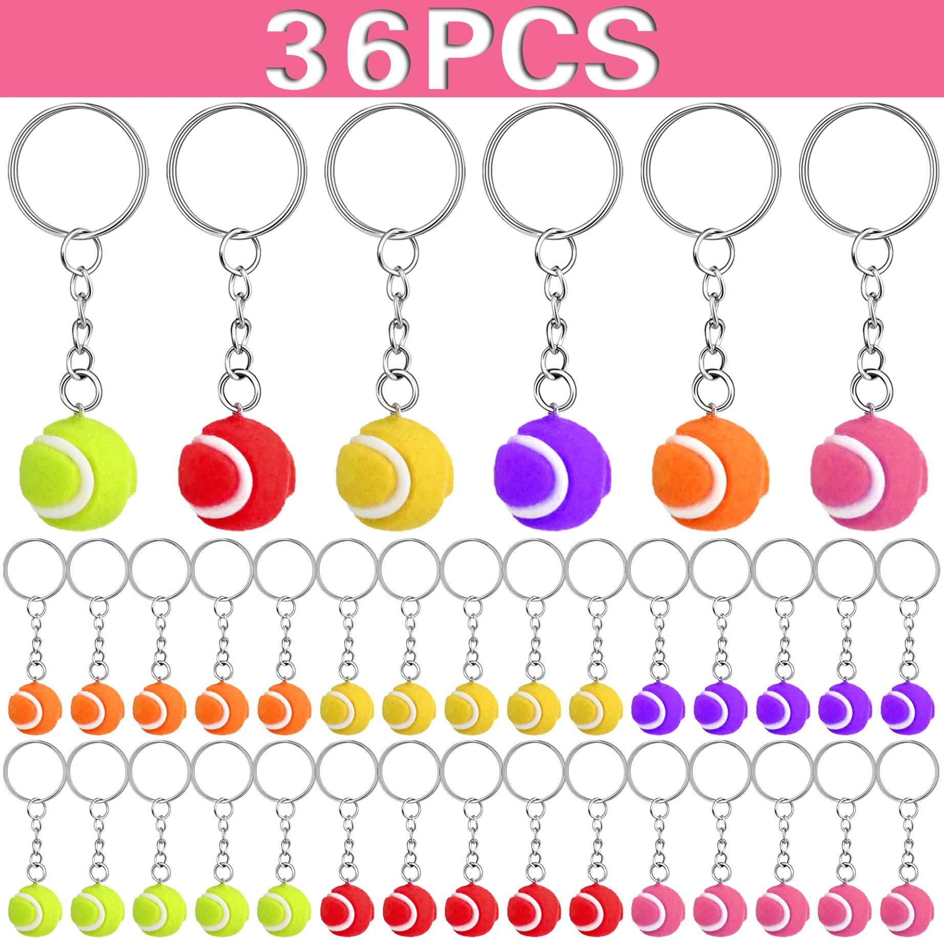 36Pcs Tennis Keychain Wallet Key Chain Tennis Key Ring Exquisite Mini Keychains Ball Keychain for Men Adorable Keychains