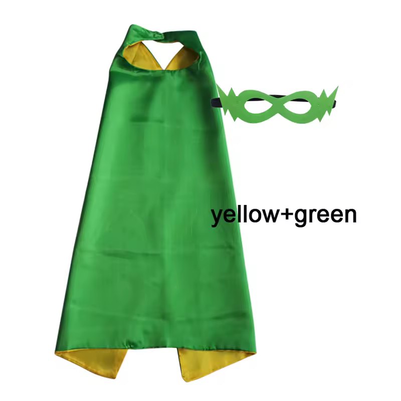 Superhero Capes with Mask REVERSIBLE Two Colored Child Cape Birthday Party Favor Satin Solid Capes Boys Girls Satin Capes - Image 34