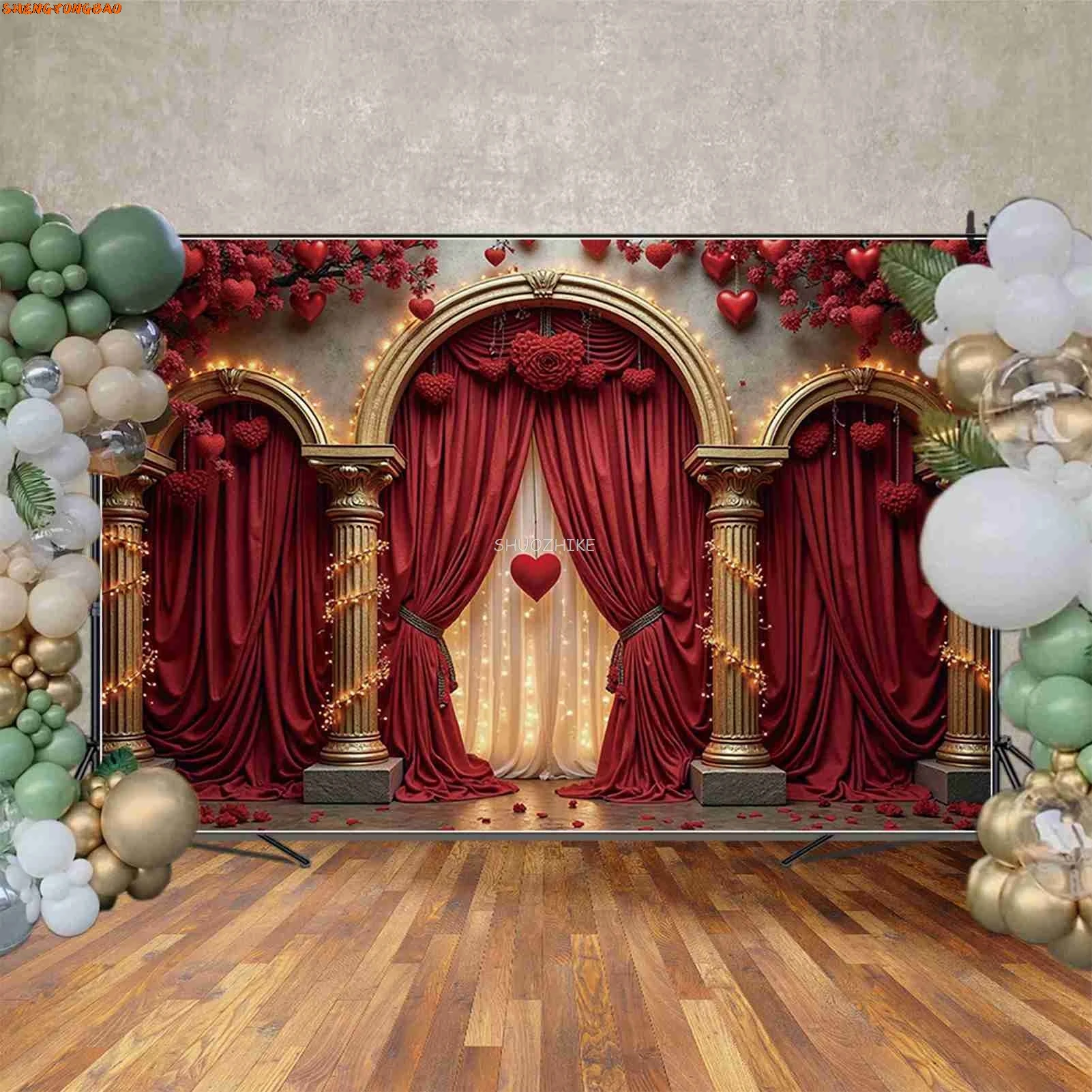 2 월 14 일 발렌타인 데이 사진 배경, 레드 로즈 테디 베어 포토존 배경, 사진 스튜디오 포토부스 소품