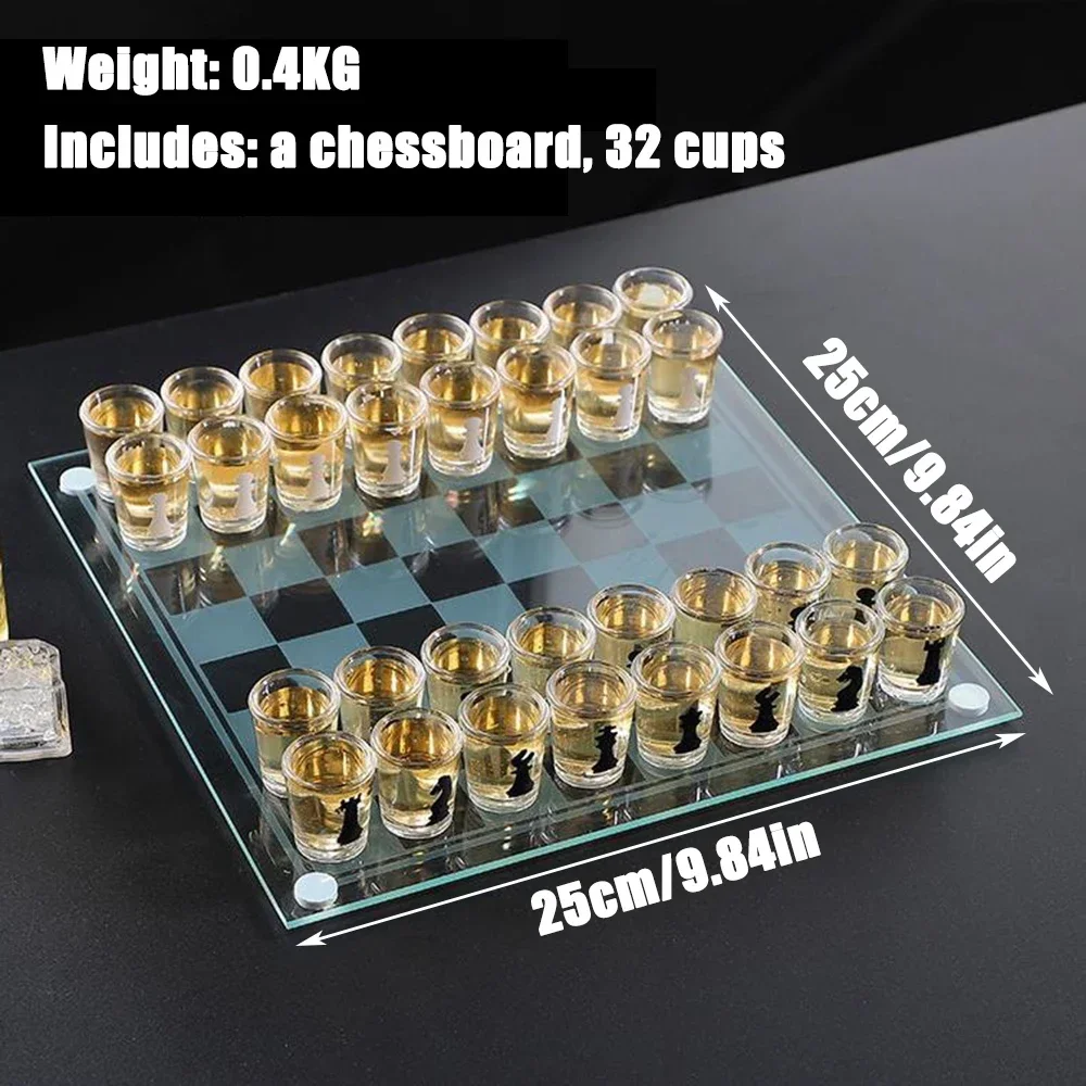 Bar Drinking Games Chess Game Set 25x25cm Party Favor With 32 Game Glasses Bar Entertainment Supplies