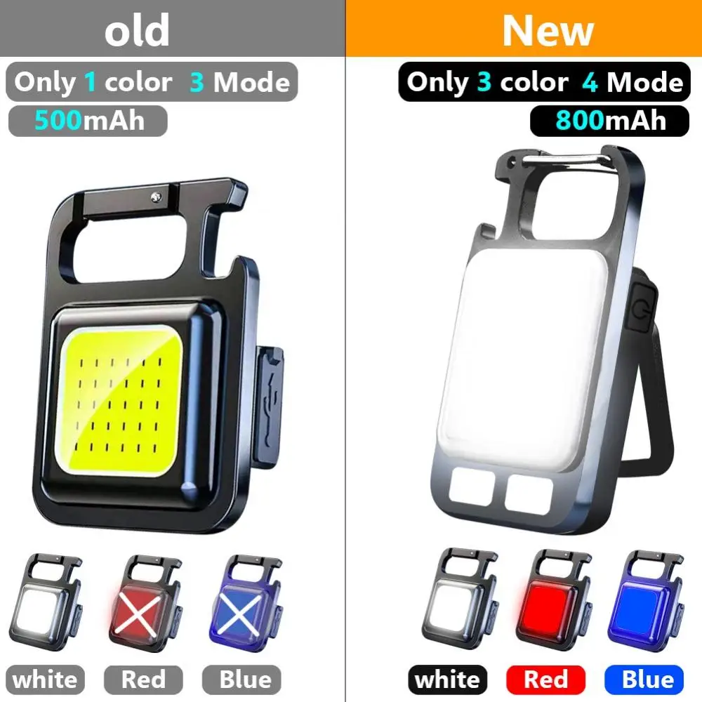 Flashlight Mini Work LED Light Rechargeable Lamp Pocket COB Keychain Portable Flashlight Outdoor Camping Small Light Corkscrew