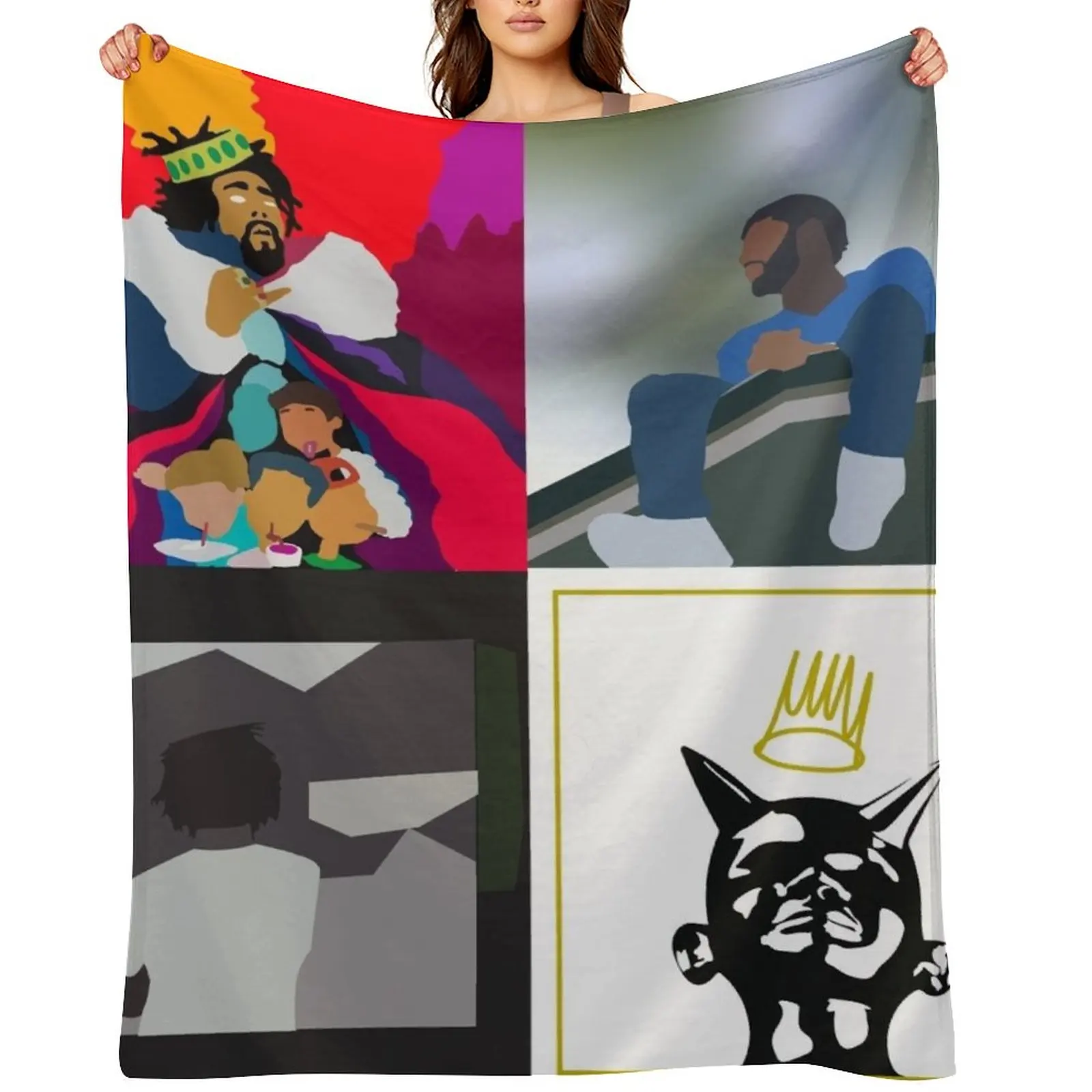 

j cole minimal albums Throw Blanket Beach Warm Flannel Fabric Soft Plaid Blankets