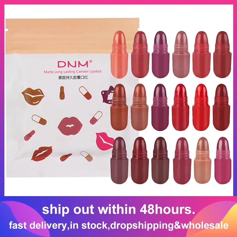 Pills Lipstick  6/10/18 Colors Long Lasting Pill Lipstick Cute Waterproof Non-Fading Lipstick Velvet Matte Lipstick Set