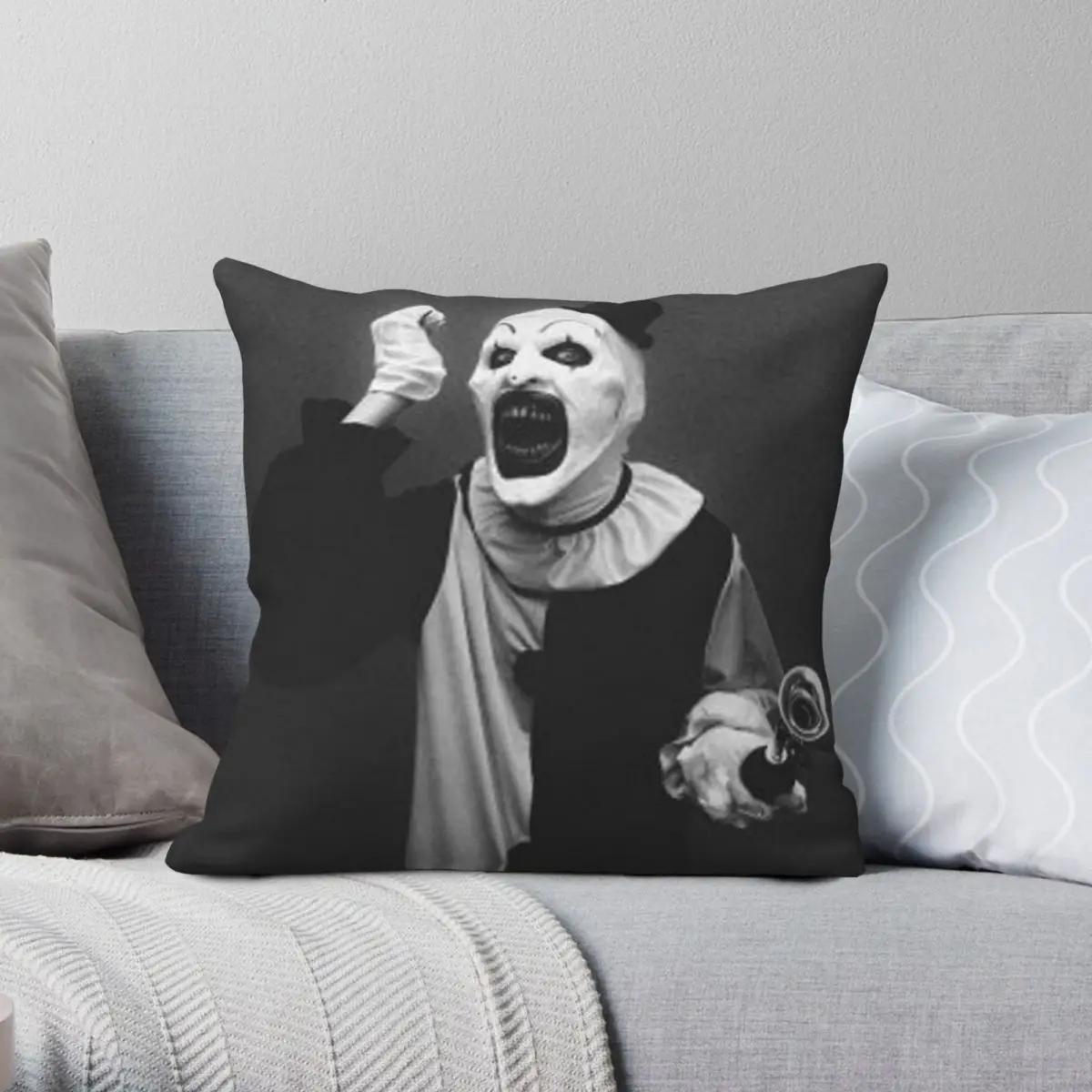 Terrifier Art The Clown Horror Square Pillowcase Polyester Linen Velvet Pattern Zip Decor Sofa Seater Cushion Case Wholesale