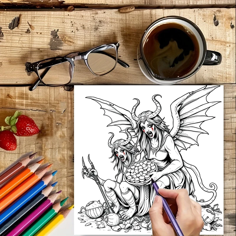 28 صفحة كتاب تلوين على طراز الأساطير الأصلية للبالغين | كتاب التلوين، لوازم الرسم لعيد الميلاد وعيد الشكر #5