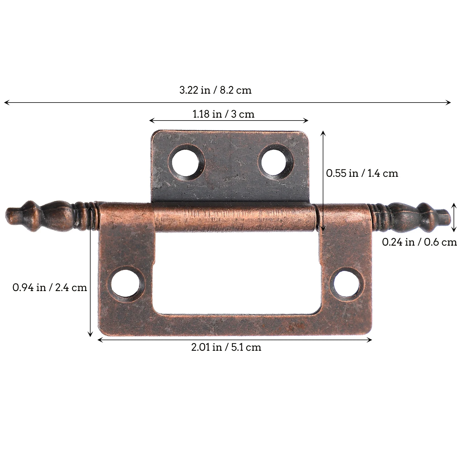 

10pcs 1 Set Vintage Butt Hinges Thickened Stainless Steel Cabinet Hinge Non-Mortise Heavy Duty For Cupboard Closet Door