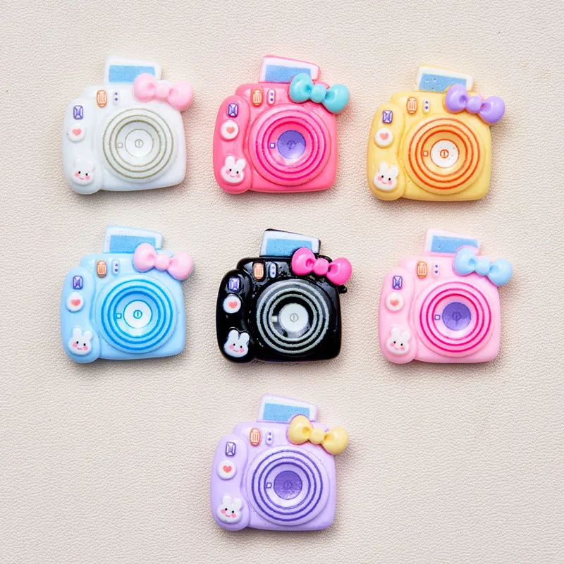 10Pcs Kawaii Cartoon Colour Camera Resin DIY Shoes Hat Icebox Barrette Mobile Phone Case Scrapbook Cream Glue Flat Back Resin