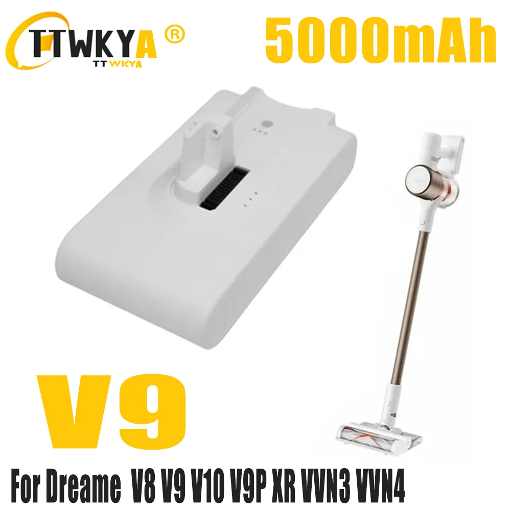 

5Ah New V9 V10 Lithium Battery for Dreame V8 V9 V10 V9P XR VVN3 VVN4 Handheld Cordless Vacuum Cleaner Parts Replacement Battery