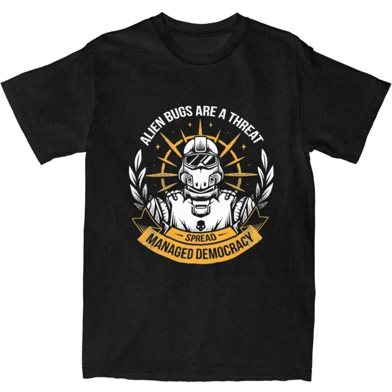 Spread Democracy Helldivers 2 Merchandise T-Shirts for Men Women New Video Game Vintage Cotton Graphic Printed Clothing